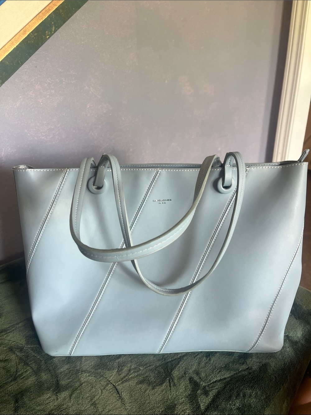 David Jones Paris Light Blue Faux Leather Tote